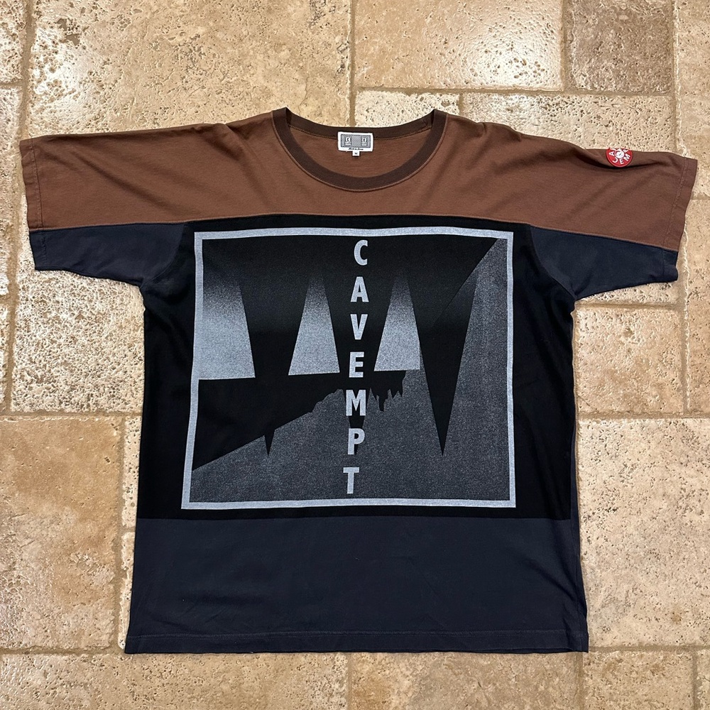 Cav Empt Brown Tri Color Red Logo Short Sleeve T-Shirt